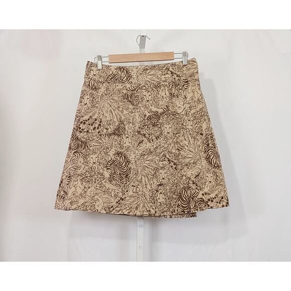 Lilly Pulitzer Wrap Skirt Tan Corduroy The In Crowd Animal Print Misses Size 4 - Picture 5 of 7